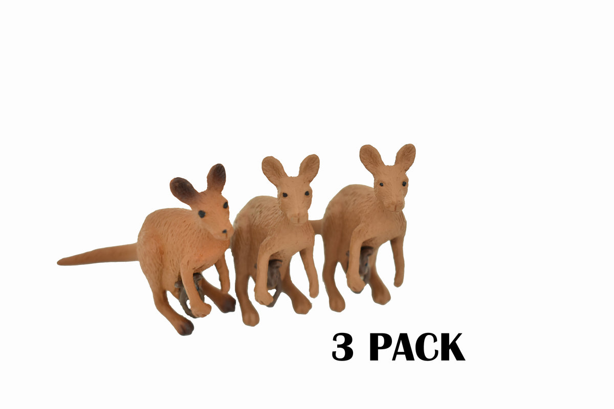 Kangaroo with Baby, Joey, Australian outback Marsupial, Very Nice Rubber Design, Educational Figure, Lifelike, Diorama Model, Replica, Toy, Kids, Gift,      2 1/2 Inches.      F1757 B42