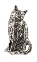 Pewter Cat Sitting Pin Or Magnet, C001