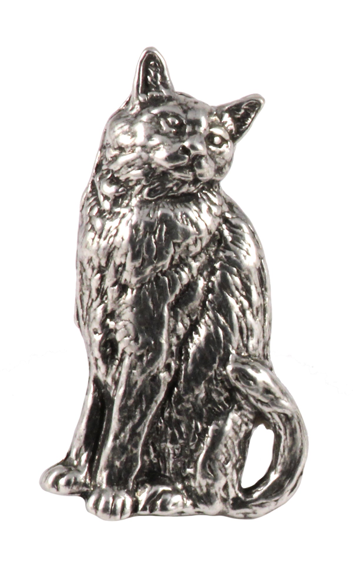 Pewter Cat Sitting Pin Or Magnet, C001