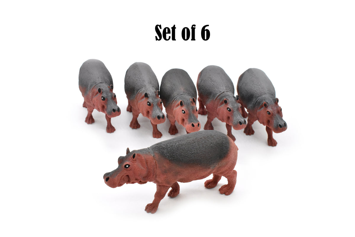 Hippo Realistic Small Toy Model Plastic Replica African Animal, Kids Educational Gift   5.5"   F158 B24