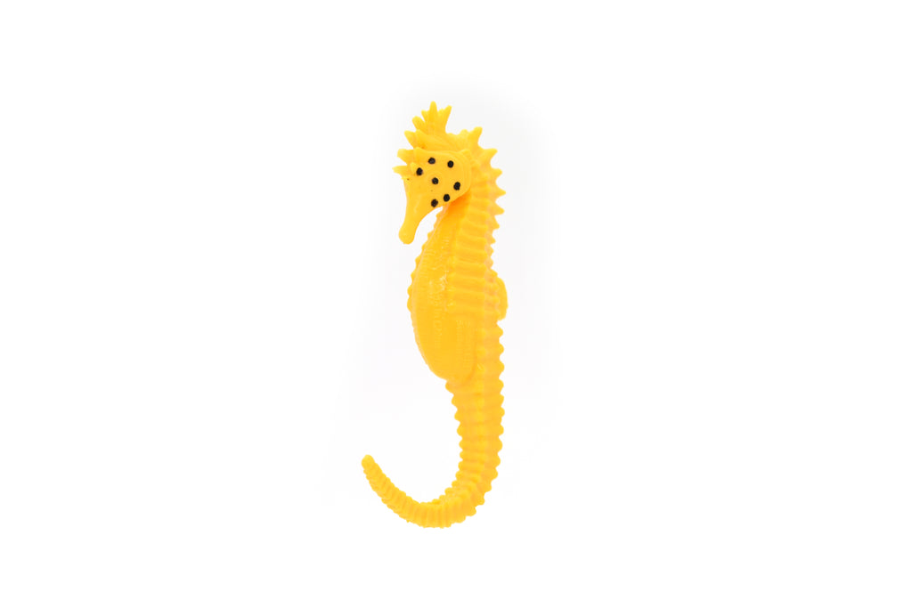 Seahorse, Yellow, Hand Painted, Related to Pipefish, and Seadragons, Realistic Rubber, Educational, Figure, Lifelike, Replica, Gift,     2 1/2"    F1795 B145