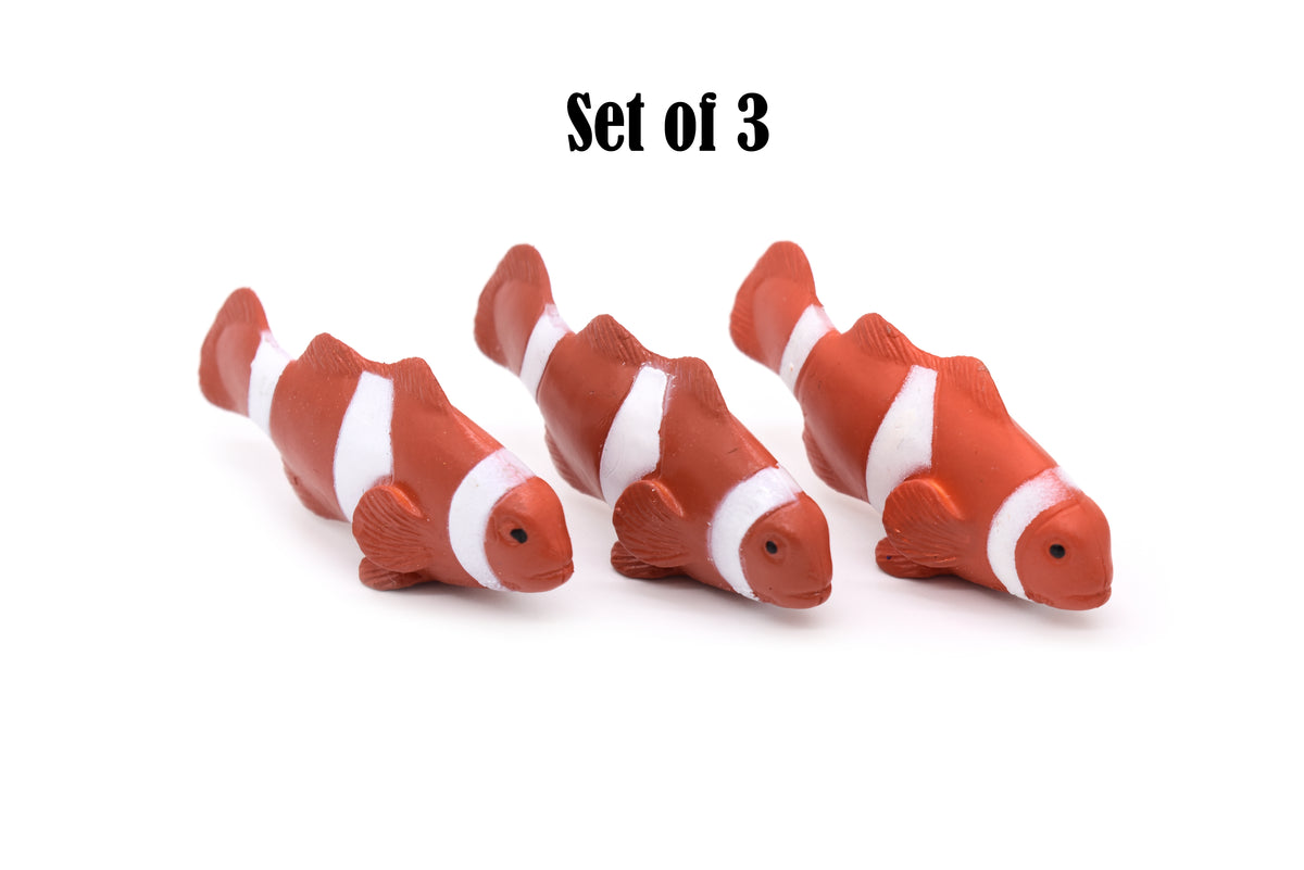 Clownfish, Reef Anemonefish, Rubber Fish Design, Realistic Figure, Educational, Figure, Lifelike, Toy Model, Figurine, Replica, Gift,       2 1/4"     1788 B145