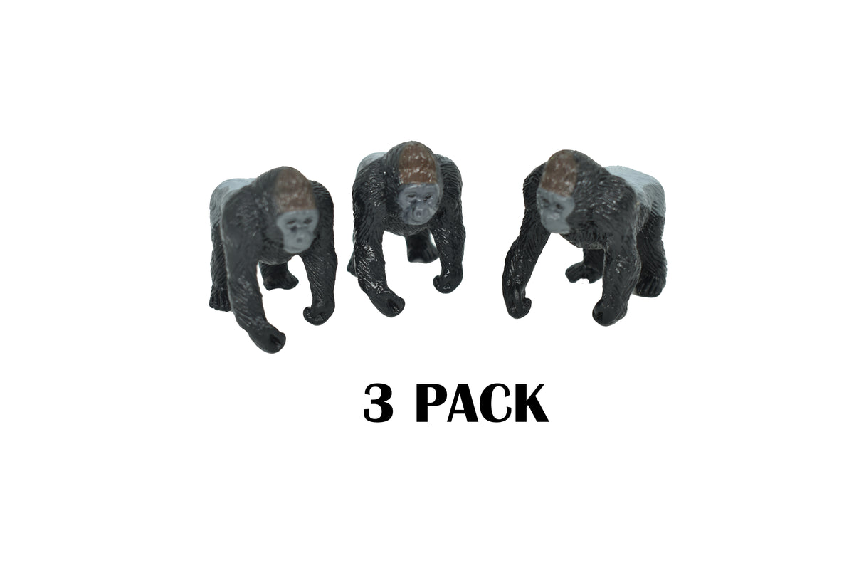 Gorilla Silverback Realistic Small Toy Model Plastic Replica African Animal, Kids Educational Gift   1.5"  F4097 B53