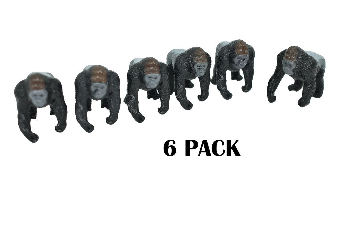 Gorilla Silverback Realistic Small Toy Model Plastic Replica African Animal, Kids Educational Gift   1.5"  F4097 B53