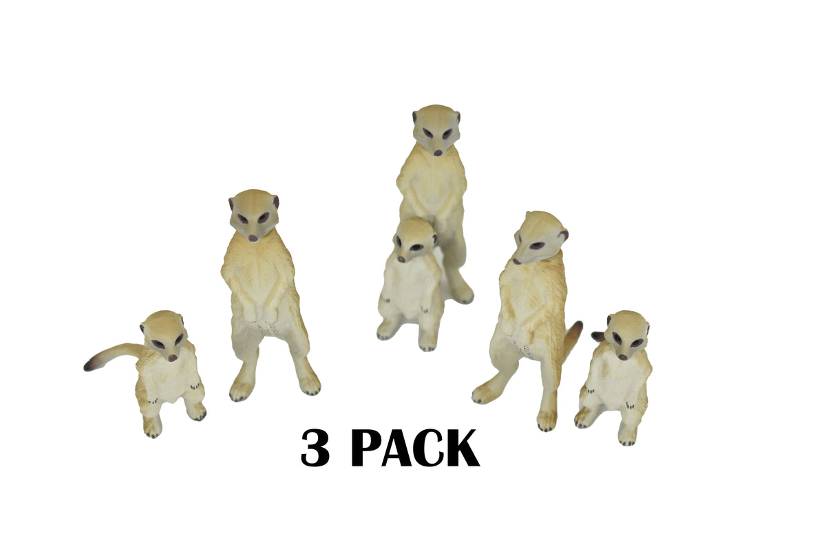 Meerkat, Mother and Baby, Suricata suricatta, Very Nice Plastic Animal, Hand Painted, Realistic, Educational, Figure, Lifelike, Diorama Model, Replica, Toy, Gift,   2 Inches.      F092 B383