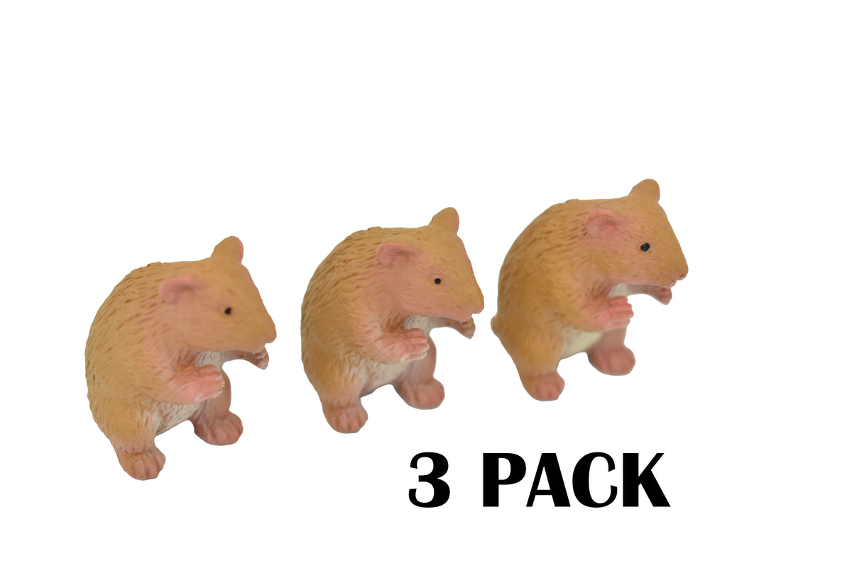 Hamster, Hammy, Rubber Animal, Educational, Realistic, Hand Painted, Figure, Lifelike Model, Figurine, Replica, Gift,    1 1/2"     F1677 B63