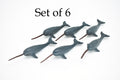 Narwhal Whale, Very Nice Plastic Replica  3"Long   ~  F3905-B9