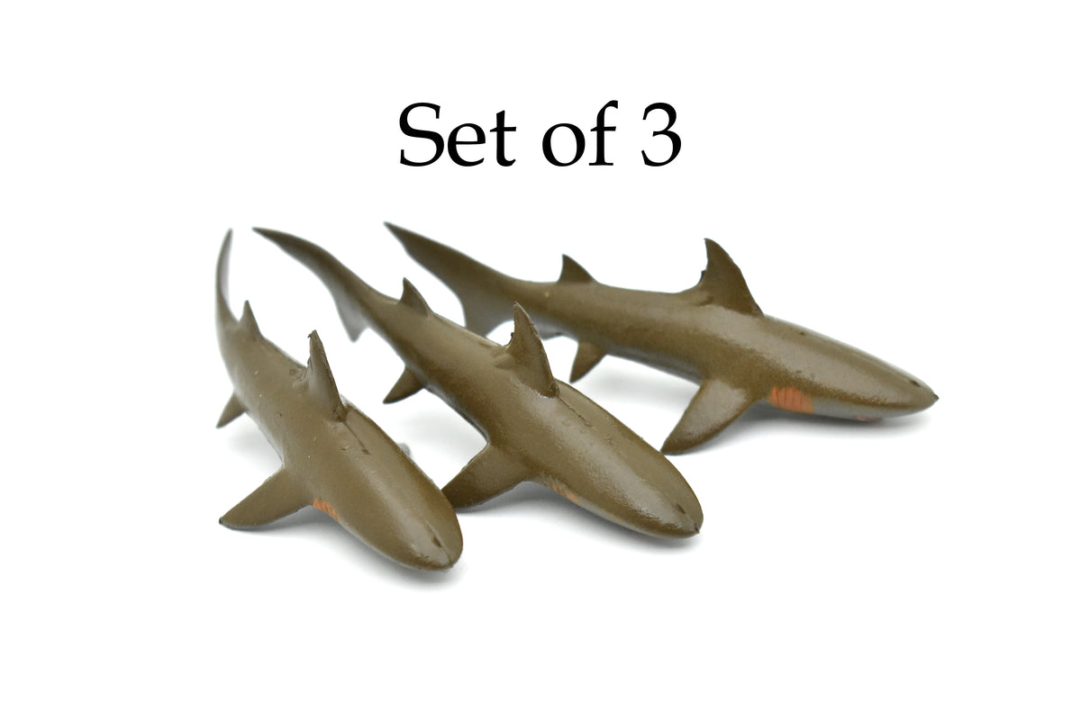 Gray Reef Shark, Very Nice Rubber Design, Hand Painted, Realistic, Figure, Toy, Kids, Educational, Gift,        3"    F597 B34