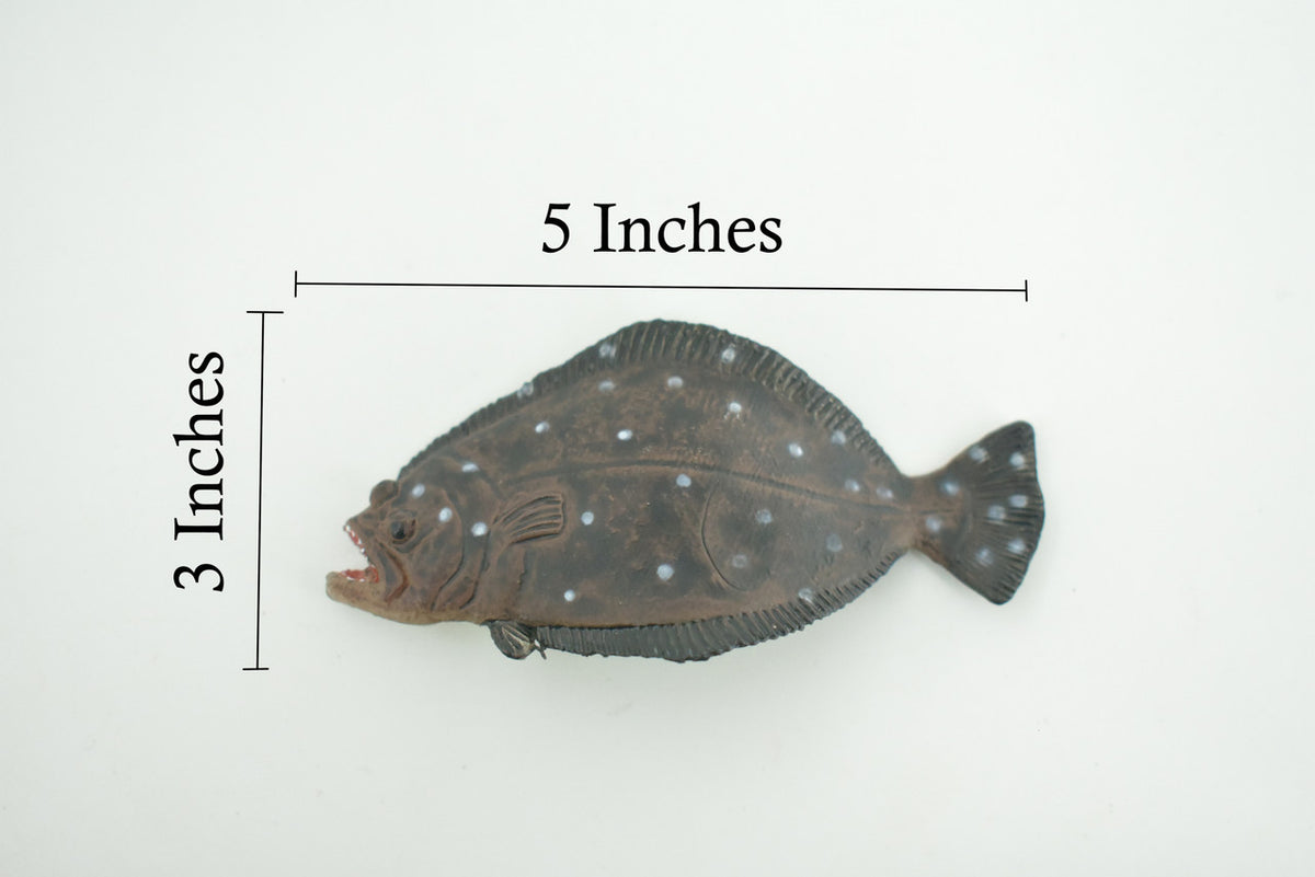 Halibut, Flatfish, Pacific, Califonia, Saltwater Fish, Museum Quality, Hand Painted, Rubber Fish, Realistic, Diorama, Model, Toy, Kids, Educational, Gift, 3 Inches. CH1015 BB218