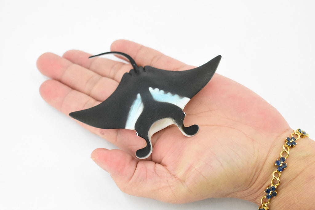 Manta Ray, Devil Fish, Museum Quality, Educational, Rubber Fish, Hand Painted, Realistic Toy Figure, Diorama Model, Kids,   4 Inches.