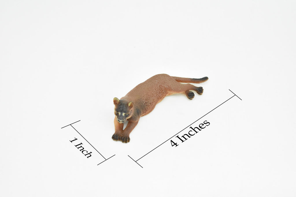 Cougar, Mountain lion, Puma, Catamount, Museum Quality, Hand Painted, Realistic, Plastic Animal Design, Educational, Diorama Model, Lifelike, Toy, 4 Inches. 
