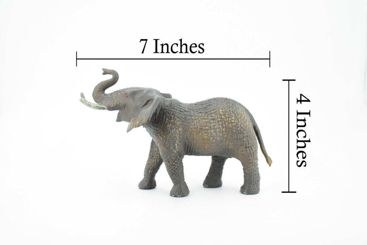 African Elephant, Female, Pachyderms, Museum Quality, Educational, Hand Painted, Rubber Animal, Diorama Model, Kids, Toys, 7 Inches. 