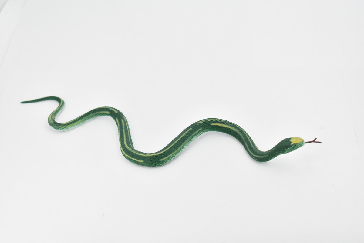 Green Garter Snake, Rubber Reptile, Educational, Realistic, Hand Painted, Figure, Lifelike Model, Figurine, Replica, Gift,      10 Inches     F3595 B363