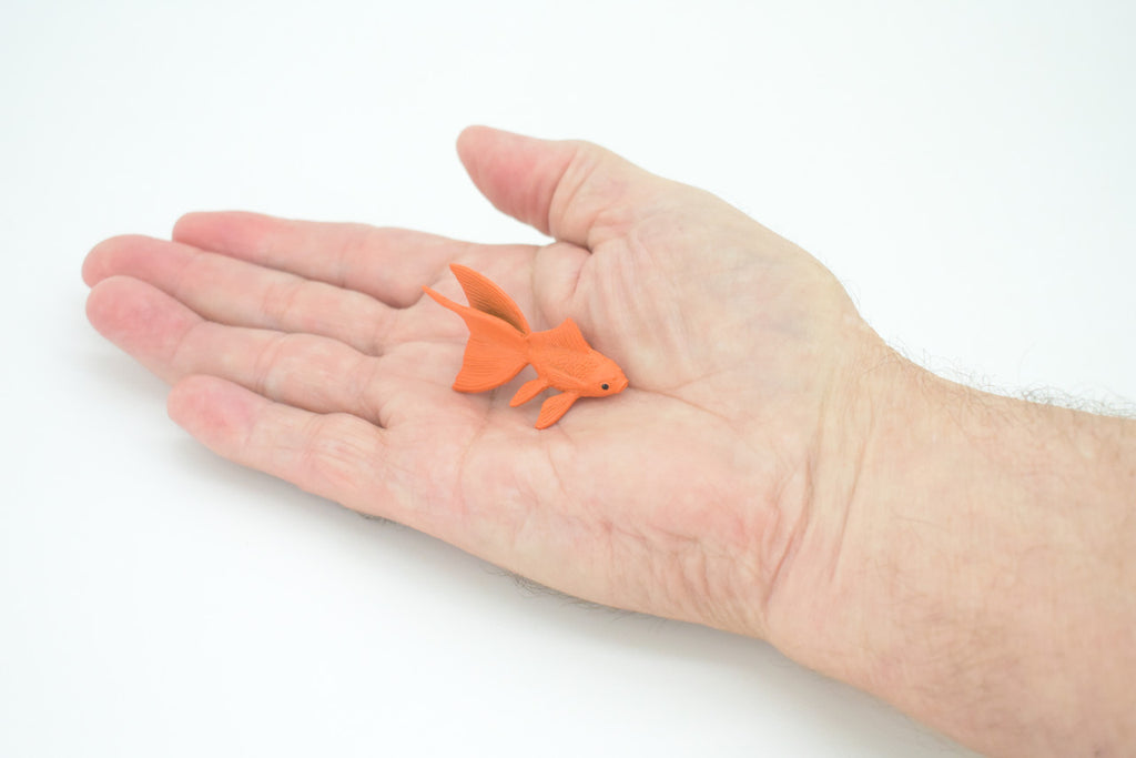 Fantail Goldfish, Fancy Goldfish, Rubber Fish, Realistic Figure, Educational, Lifelike, Toy Model, Figurine, Replica, Gift       1 3/4"   F1672 B63
