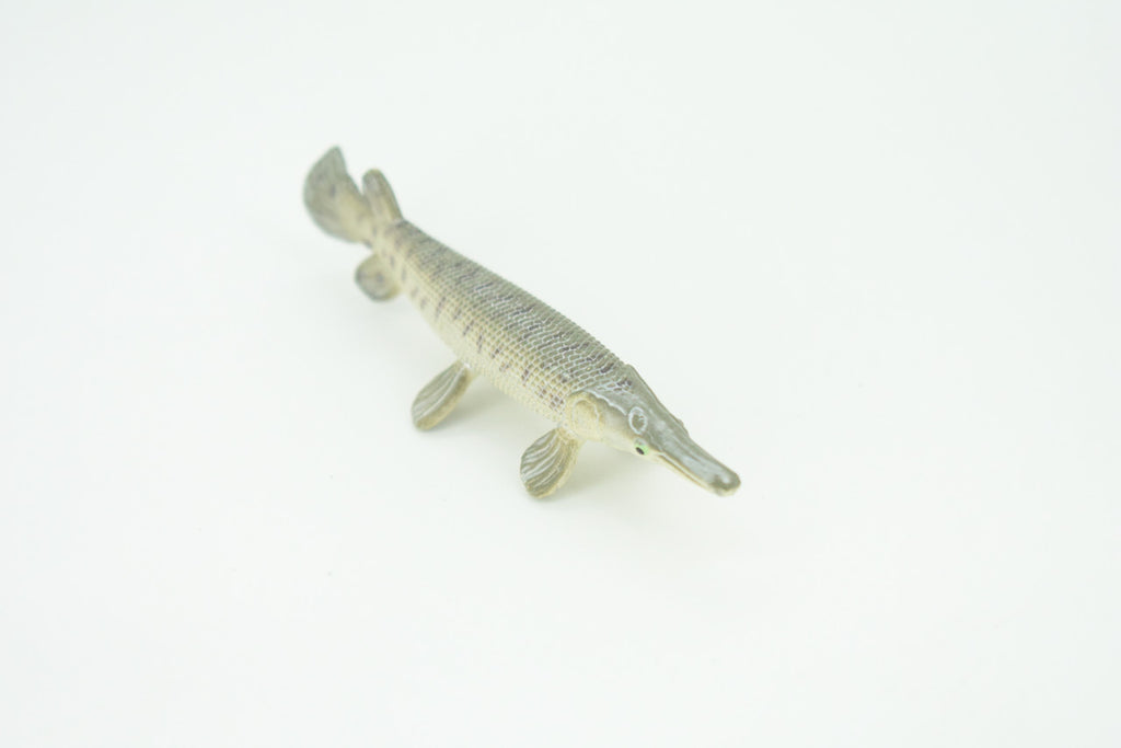 Alligator Gar, Gator Gar, Alligator Pike, Gar Pike, Hand Painted, Educational, Rubber Fish, Realistic Figure, Lifelike, Gift,    3 1/2"    SF39 B15