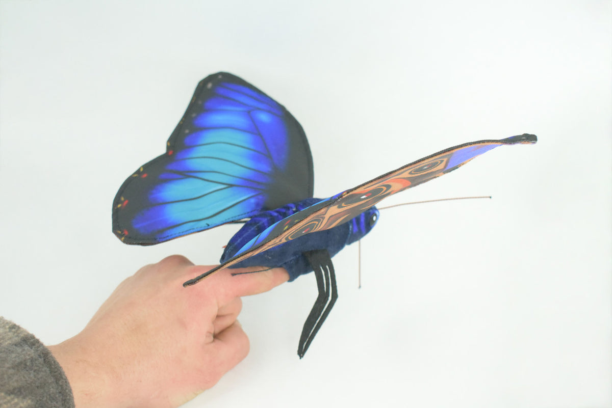  Blue Morpho Butterfly, Finger Puppet, Finger Puppet, Very Nice Plush, Insect, Realistic, Educational, Toy, Kids, Gift, 15 Inches. WR34 BB317