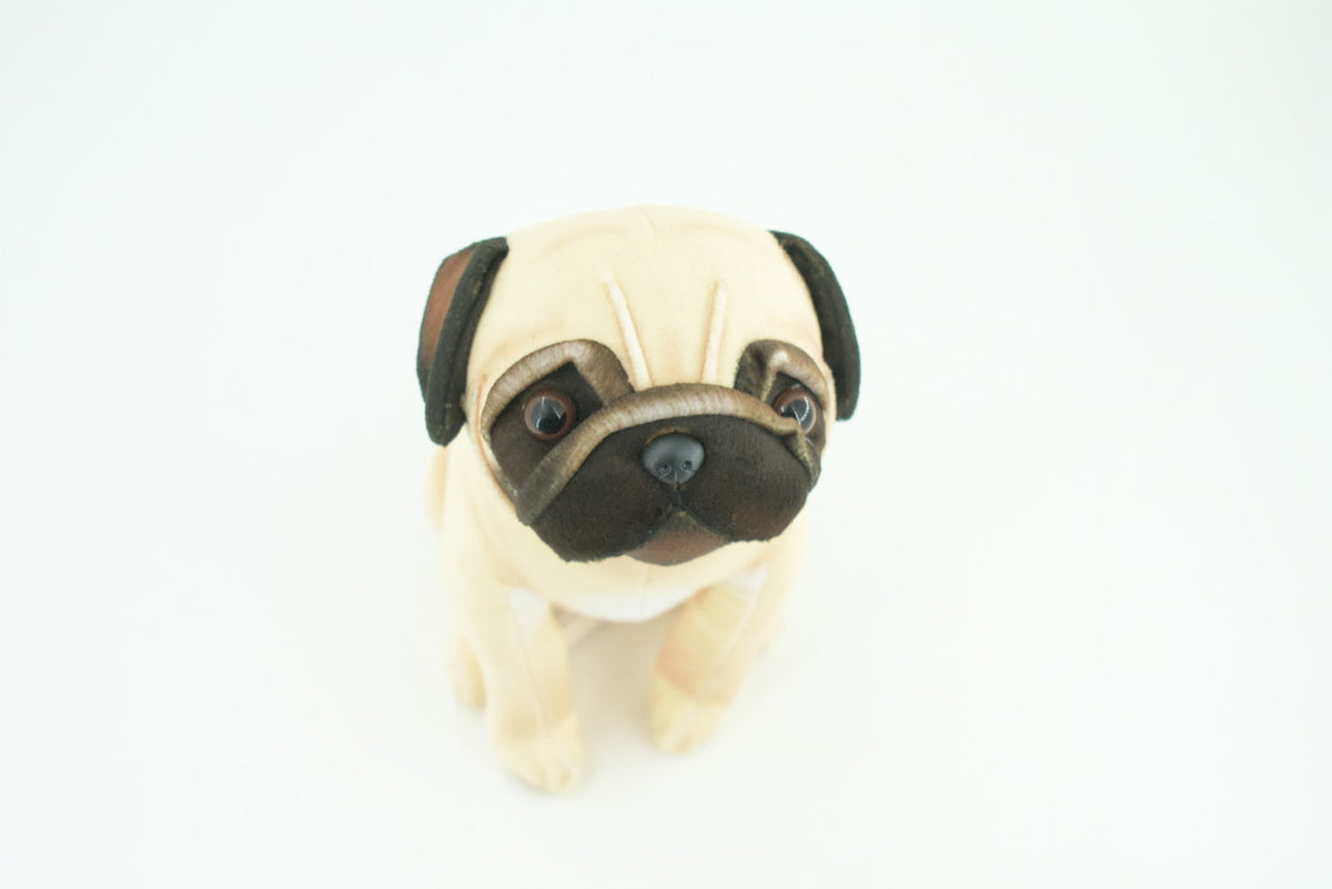 Pug Dog, Stuffed Animal Sitting, Plush Puppy, K9, Canine, Cute, Realistic Figure, Educational, Toy, Kids, Gift,    6 1/2 Inches,   WR30 BB227