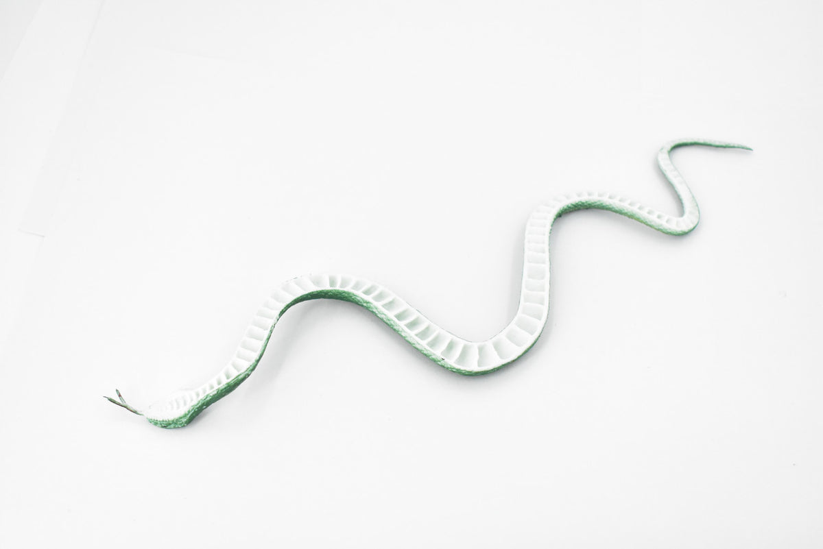 Green Garter Snake, Rubber Reptile, Educational, Realistic, Hand Painted, Figure, Lifelike Model, Figurine, Replica, Gift,      10 Inches     F3595 B363