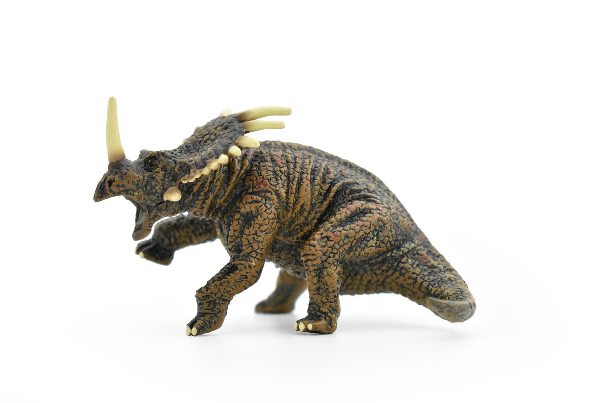 Styracosaurus Dinosaur, Museum Quality, Animal, Educational, Realistic Hand Painted, Figure, Lifelike Model, Vintage Replica, Toy,  4 Inches. 