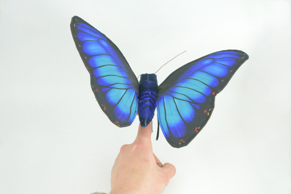 Blue Morpho Butterfly, Finger Puppet, Finger Puppet, Very Nice Plush, Insect, Realistic, Educational, Toy, Kids, Gift,   15 Inches. WR34 BB317