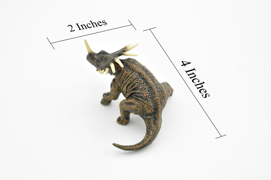 Styracosaurus Dinosaur, Museum Quality, Animal, Educational, Realistic Hand Painted, Figure, Lifelike Model, Vintage Replica, Toy,  4 Inches. 