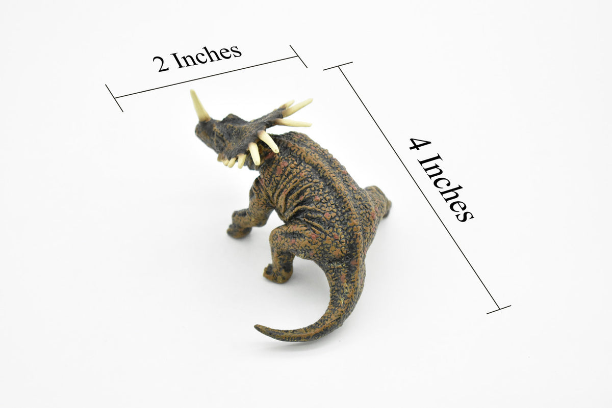 Styracosaurus Dinosaur, Museum Quality, Animal, Educational, Realistic Hand Painted, Figure, Lifelike Model, Vintage Replica, Toy,  4 Inches. 