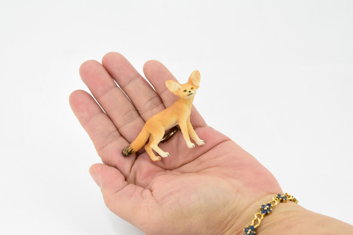Bat-eared fox, Fennec Fox, Museum Quality, Hand Painted, Educational, Rubber Animal, Realistic Toy Figure, Diorama Model, Kids,  2 1/2 Inches. 