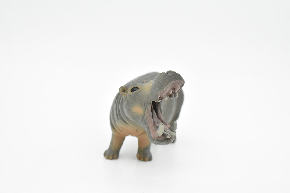 Hippo, Hippopotamus, Museum Quality, Hand Painted, Educational, Rubber Animal, Realistic Toy Figure, Diorama Model, Kids,  4.5 Inches. 