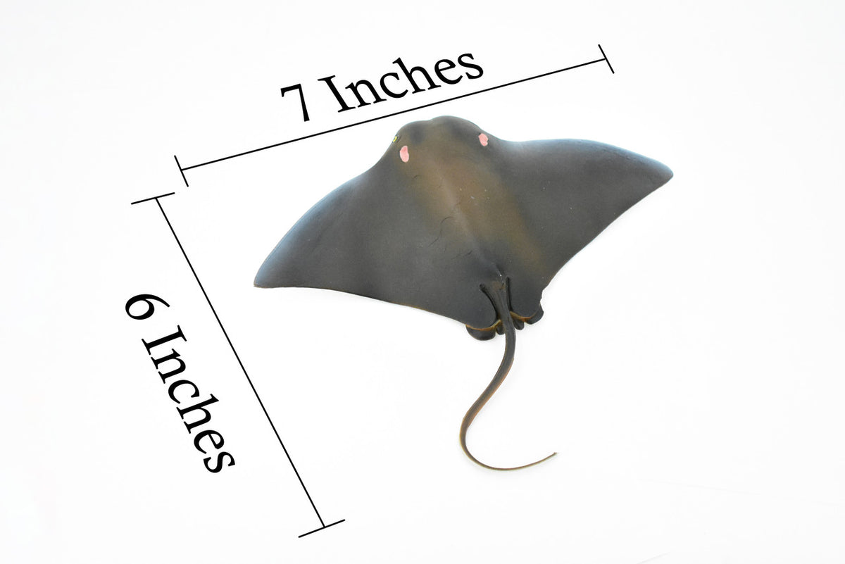 Cownose Ray, Skate, Museum Quality, Educational, Rubber Fish, Hand Painted, Realistic Toy Figure, Diorama Model, Kids, Educational,  7 Inches.