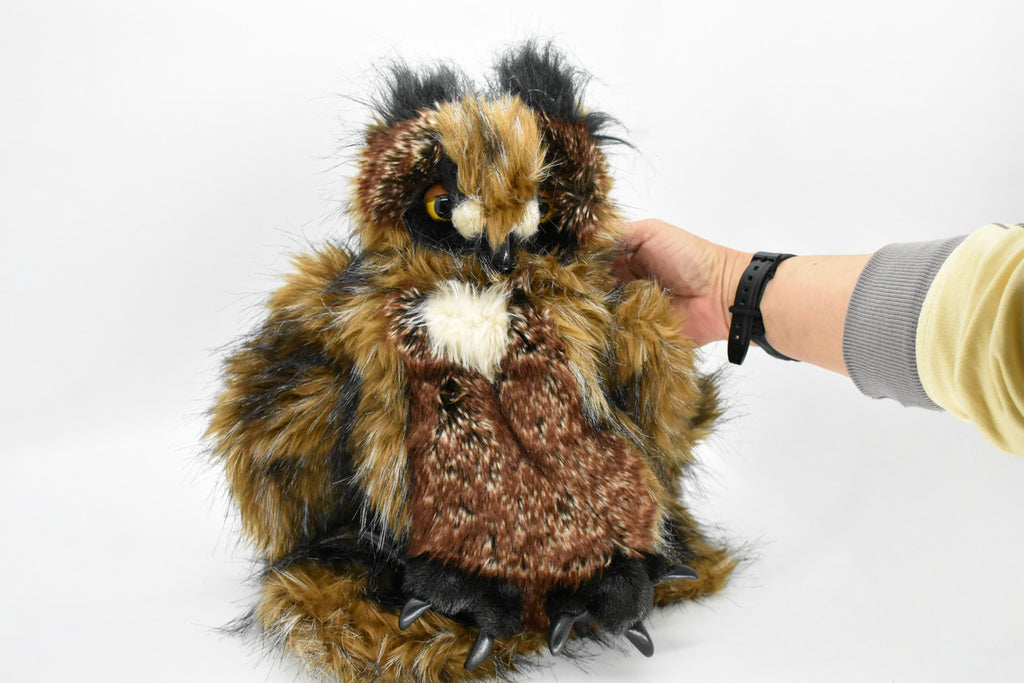 Great Horned Owl, Hand Puppet, Very Nice Plush Bird, Stuffed Animal, Educational, Realistic, Lifelike, Replica, Gift,      18" 