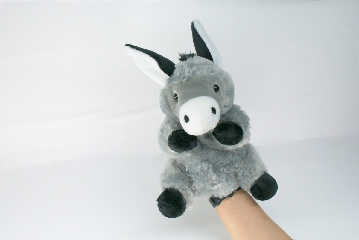 Donkey Puppet, Burro, Very Nice Plush Animal, Educational, Realistic Design, Educational, Figure, Lifelike, Gift,     10"   RE09 BB322