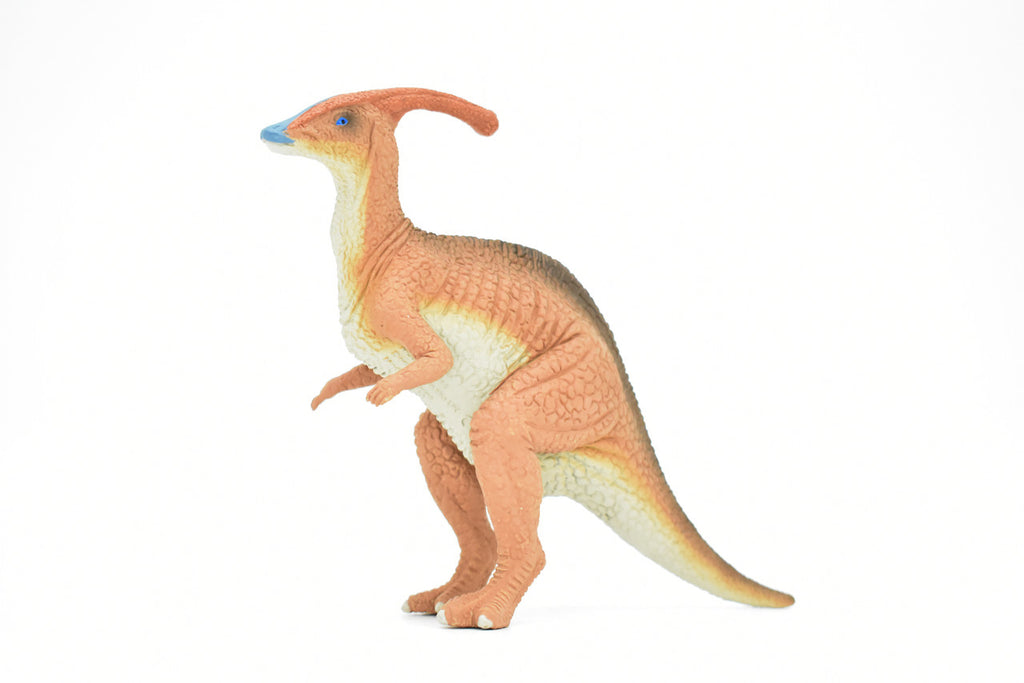 Parasaurolophus Dinosaur, (Duck Billed Dinosaur) RED Museum Quality Plastic Replica  7"  M023-B633