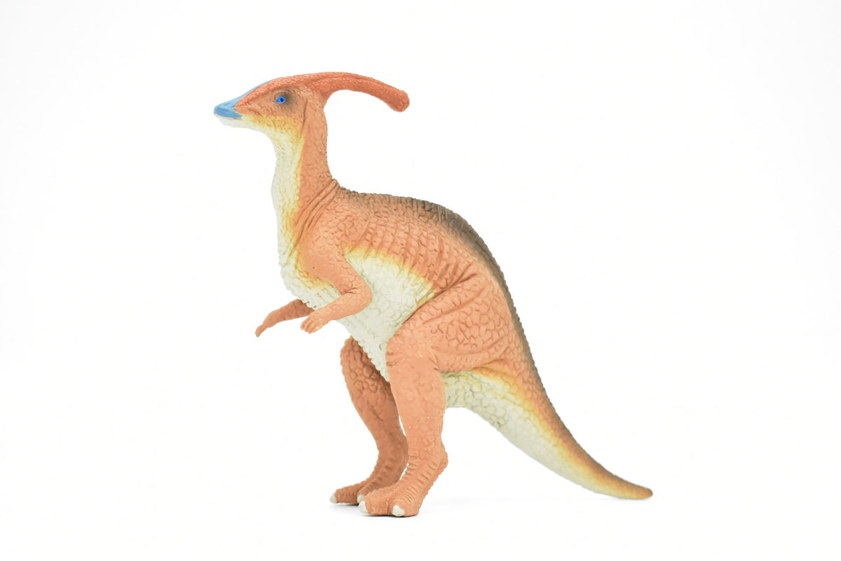Parasaurolophus Dinosaur, (Duck Billed Dinosaur) RED Museum Quality Plastic Replica  7"  M023-B633