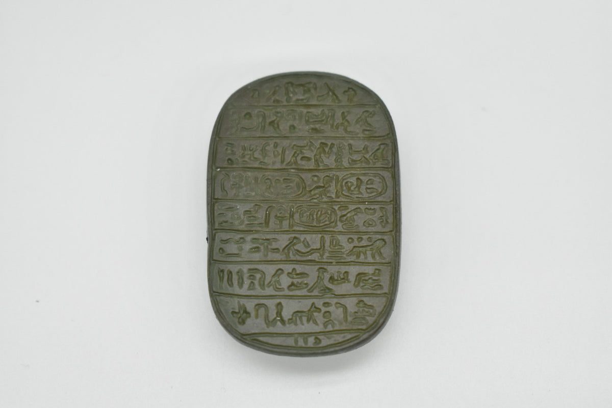 Scarab Carving, Ancient Egyptian Heiroglyphics on the Bottom, Very Nice Plastic Reproduction 1 3/4"   F3103 B211
