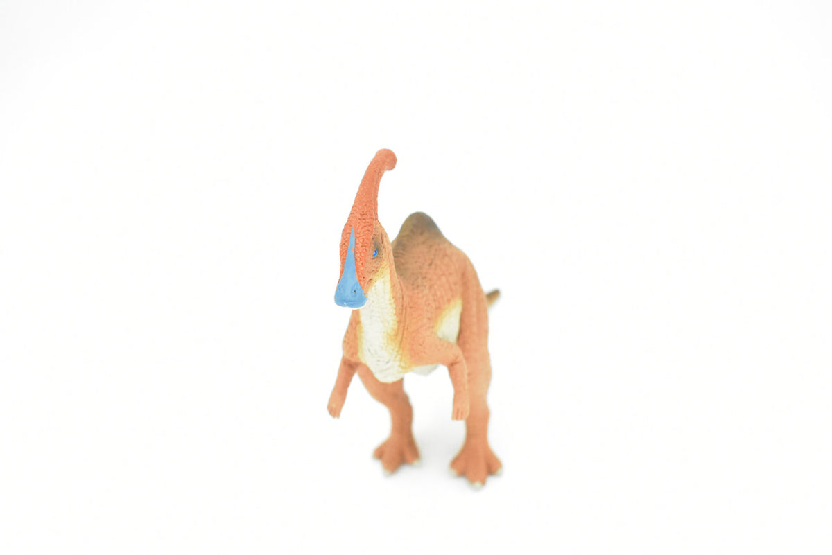 Parasaurolophus Dinosaur, (Duck Billed Dinosaur) RED Museum Quality Plastic Replica  7"  M023-B633