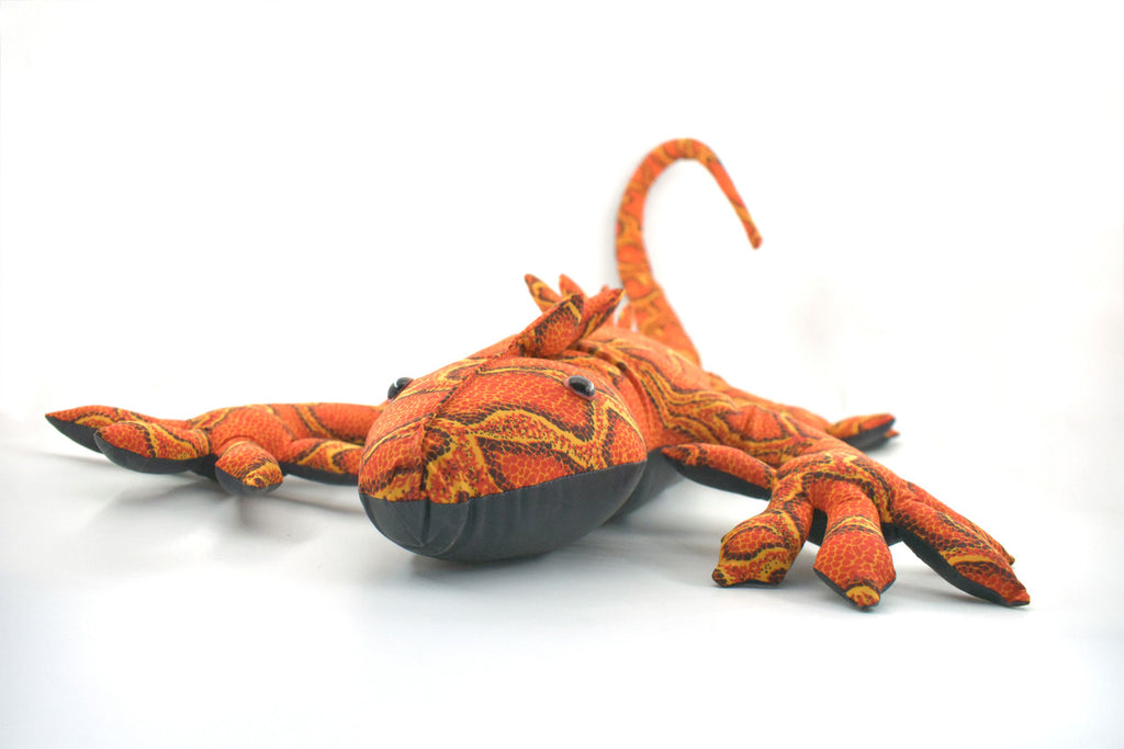 Lizard, Reptiles, Iguana, Orange, Herbivorous lizards, Hand Made in Thailand, Stuffed Reptile, Plush Toy, Kids, Educational, Gift,        30"  16oz,    TH47 BB309