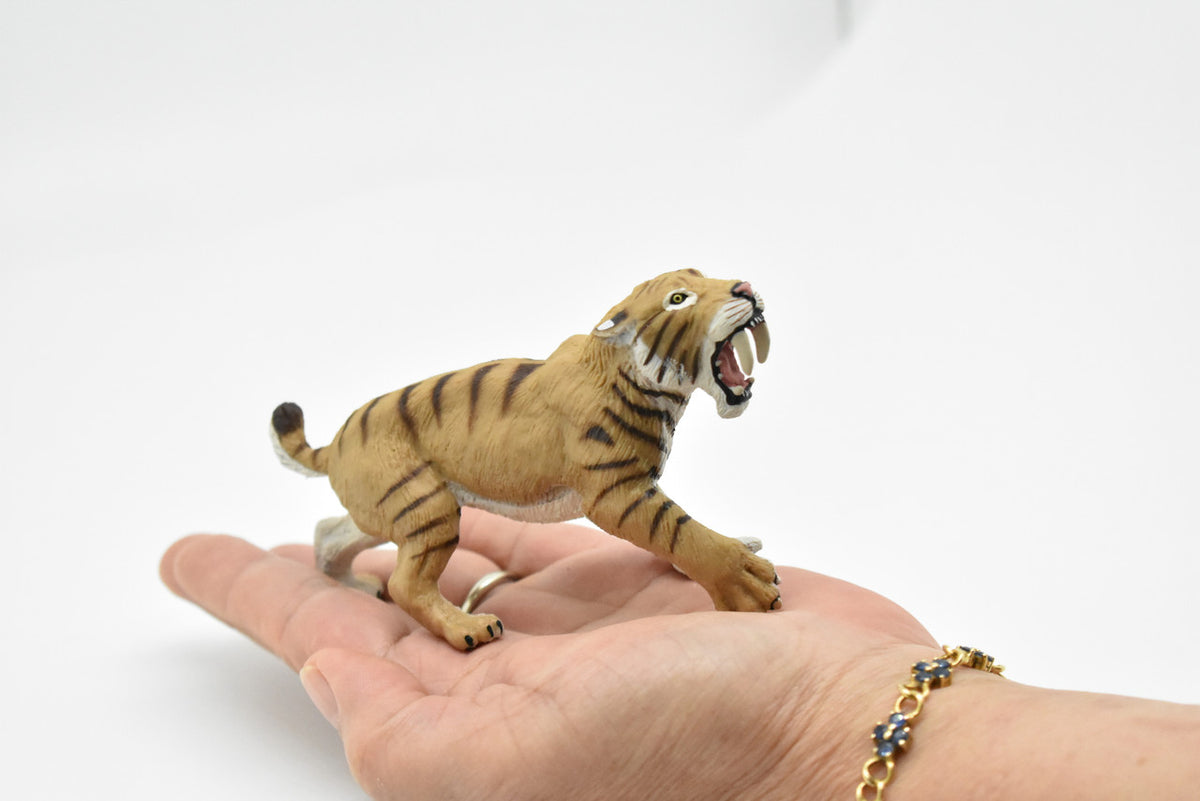 Saber-toothed Cat, Smilodon, Museum Quality Plastic Reproduction, Hand Painted    4 1/2"   F7057-B224