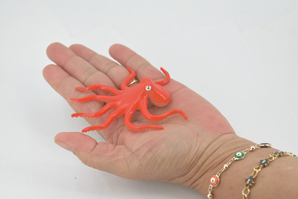 Octopus, Octopuses, Rubber, Octopodes, Educational, Realistic Hand Painted, Figure, Lifelike Figurine, Replica, Gift,       3 1/2"     F022 B23
