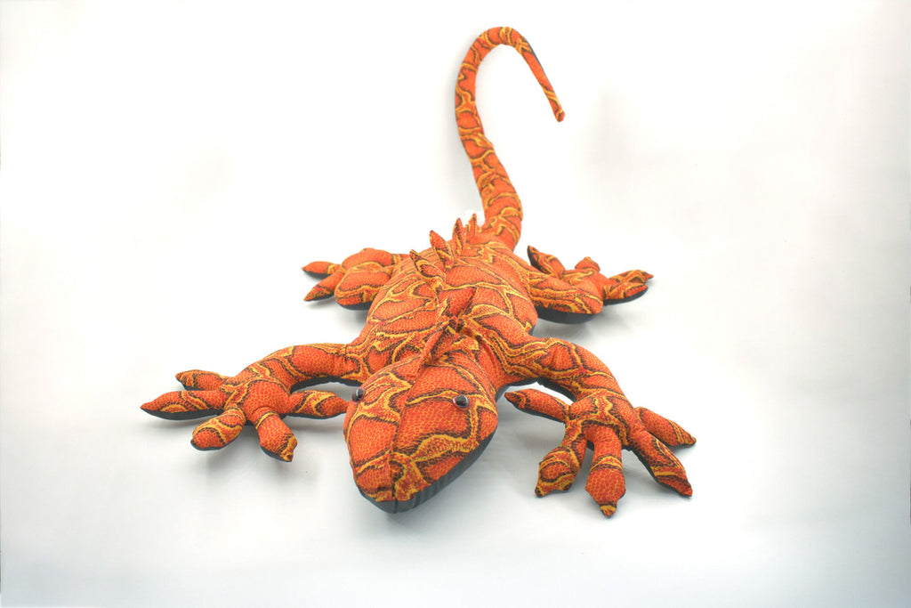 Lizard, Reptiles, Iguana, Orange, Herbivorous lizards, Hand Made in Thailand, Stuffed Reptile, Plush Toy, Kids, Educational, Gift,        30"  16oz,    TH47 BB309