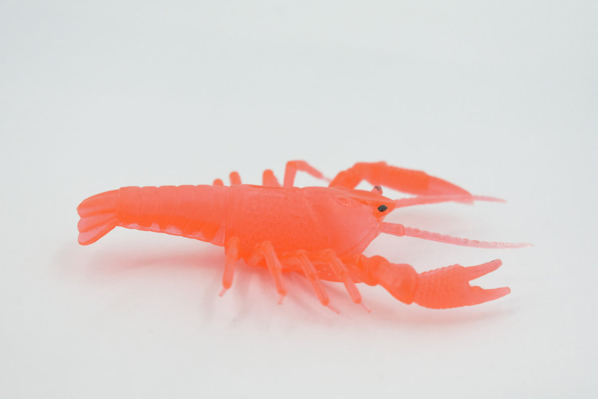 Lobster, Crawfish, Crawdad Design, Orange Rubber, Educational, Figure, Lifelike, Model, Replica, Gift,     4"      F3414 B51
