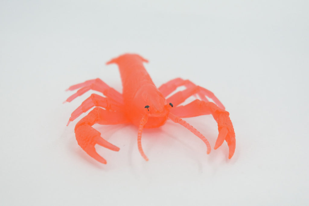 Lobster, Crawfish, Crawdad Design, Orange Rubber, Educational, Figure, Lifelike, Model, Replica, Gift,     4"      F3414 B51