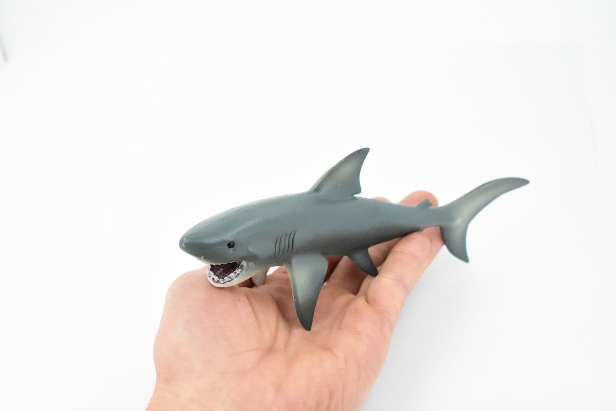 Megalodon Shark, Big Tooth Shark, Museum Quality, Hand Painted, Educational, Rubber Fish, Diorama Model, Replica, Realistic Toy Figure, Kids,  9 Inches.