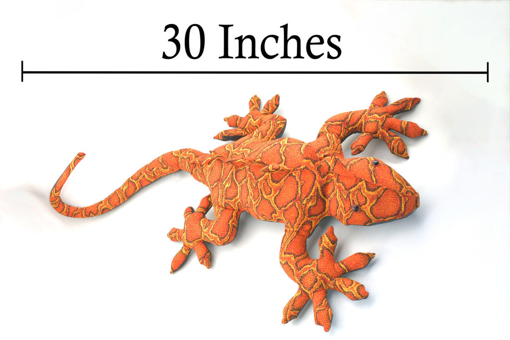 Lizard, Reptiles, Iguana, Orange, Herbivorous lizards, Hand Made in Thailand, Stuffed Reptile, Plush Toy, Kids, Educational,  30 Inches Long.