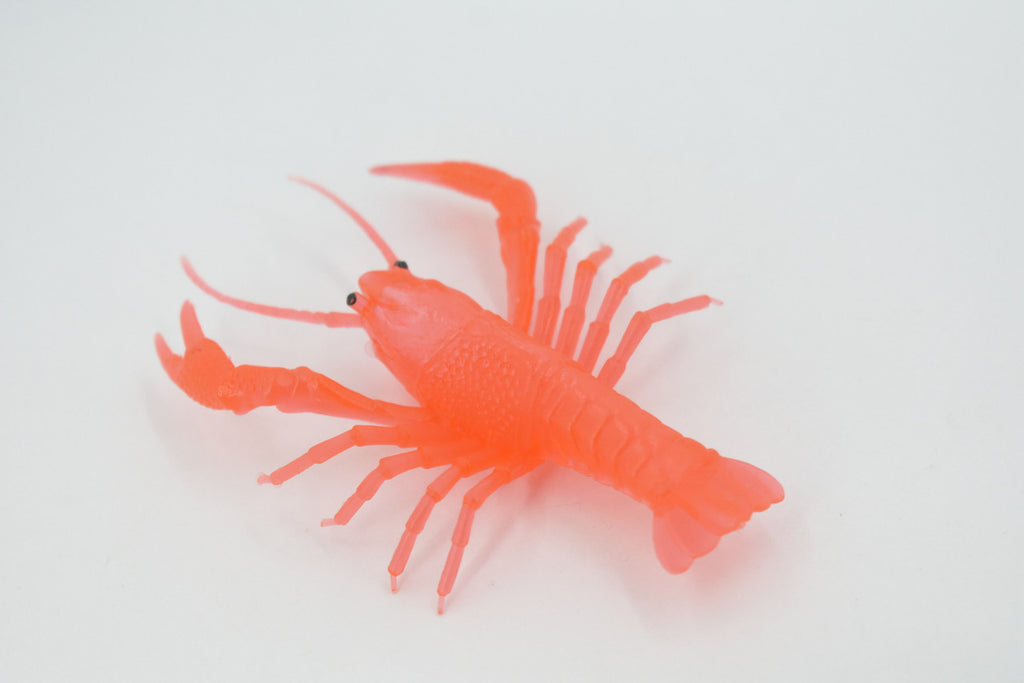 Lobster, Crawfish, Crawdad Design, Orange Rubber, Educational, Figure, Lifelike, Model, Replica, Gift,     4"      F3414 B51