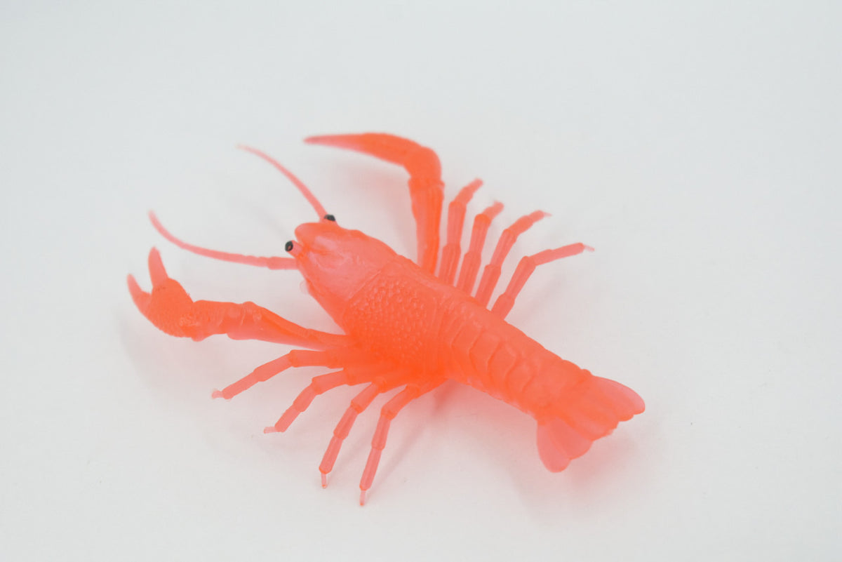 Lobster, Crawfish, Crawdad Design, Orange Rubber, Educational, Figure, Lifelike, Model, Replica, Gift,     4"      F3414 B51