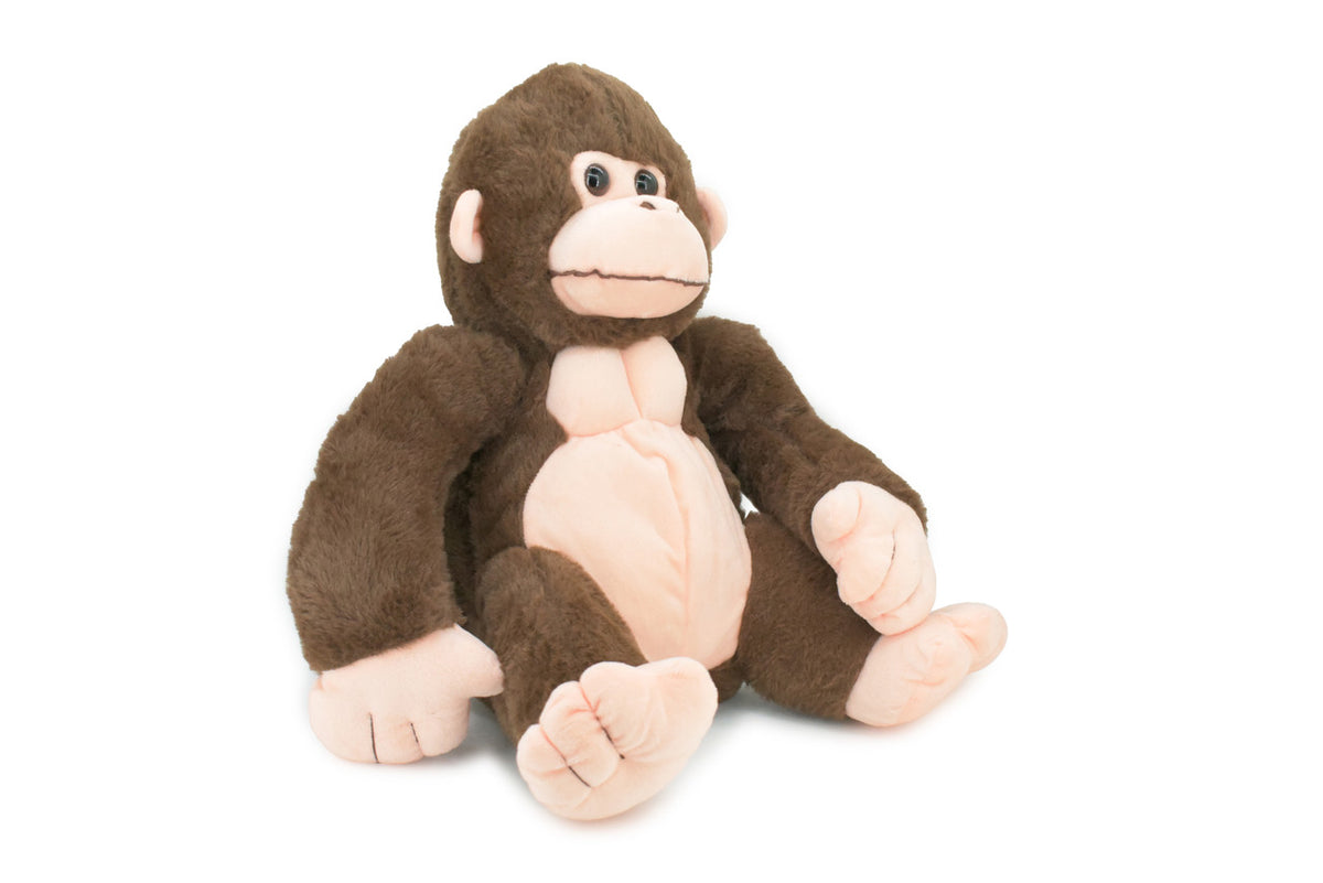 Gorilla, Brown, High Quality, Realistic Stuffed Primate, Plush Toy, Lifelike Model, Soft, Kids, Educational,  15 Inches Tall, 10 Inches Wide.