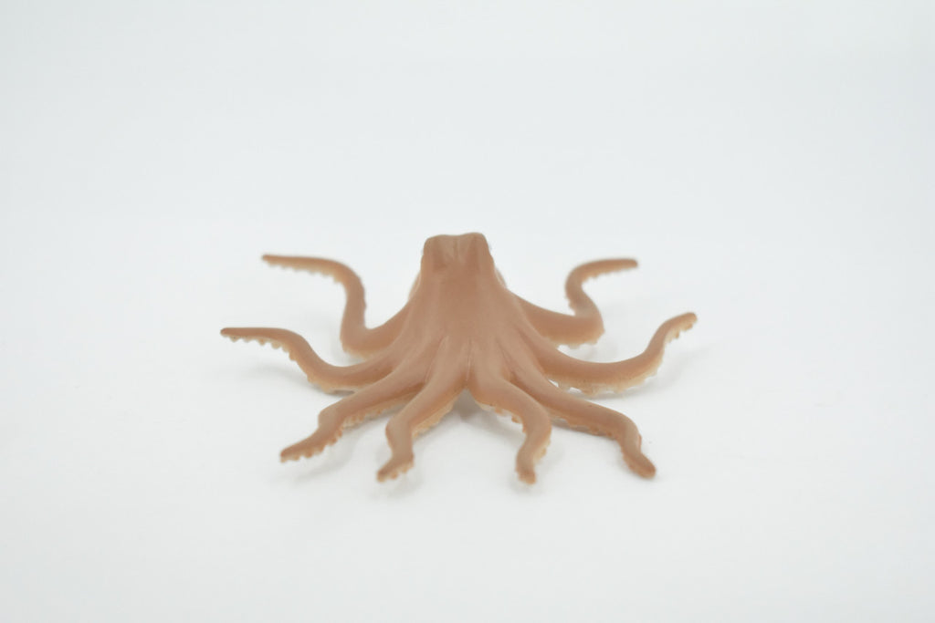 Octopus, Octopuses, Brown, Rubber, Octopodes, Educational, Realistic Hand Painted, Figure, Lifelike Figurine, Replica, Gift,       3 1/2"     F023 B22
