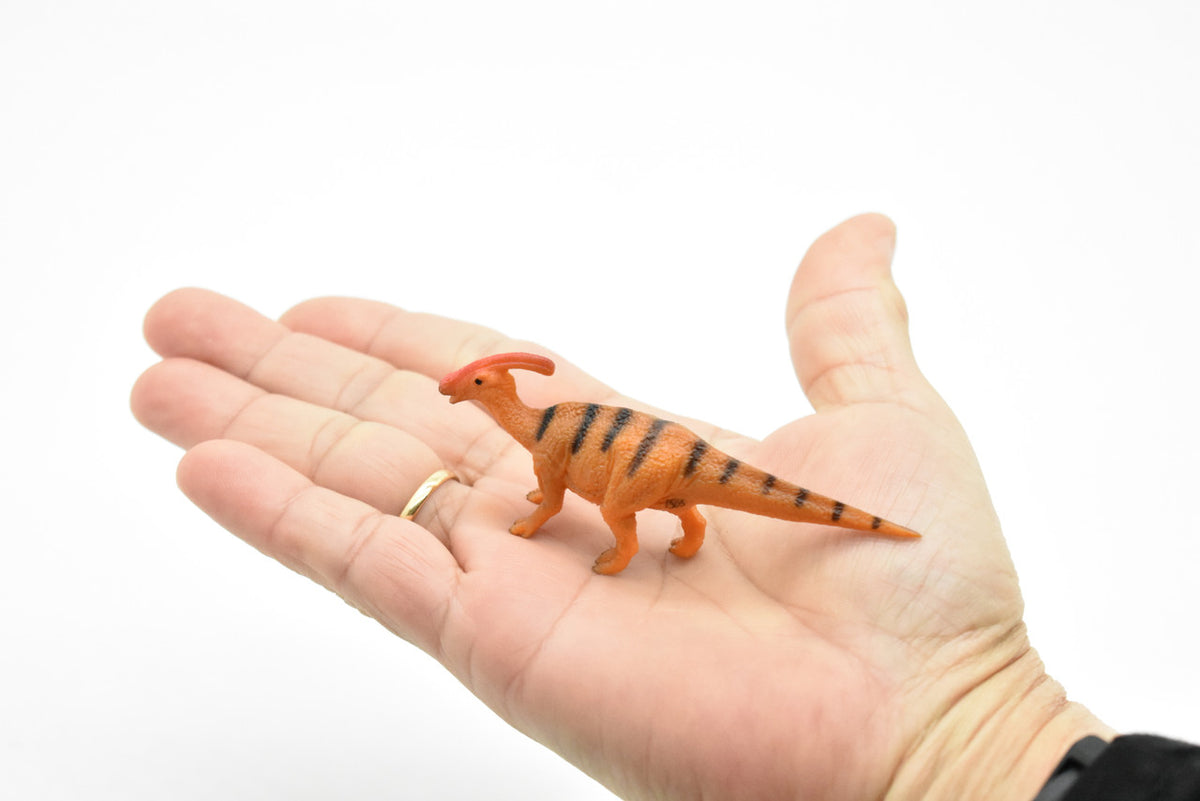 Parasaurolophus Dinosaur, Museum Quality, Animal, Educational, Realistic Hand Painted, Figure, Lifelike Model, Vintage Replica, Toy,  3 Inches. 