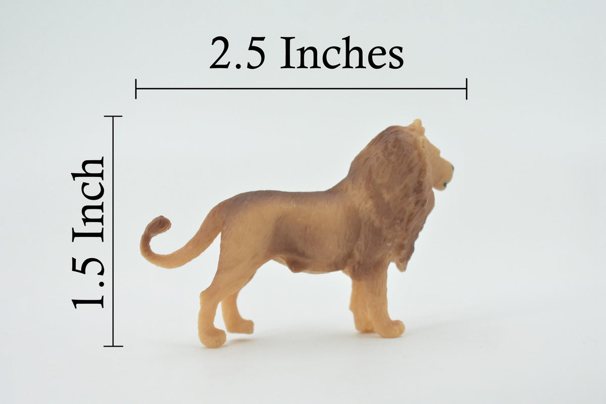 Lion, African, Male, Cat, King, Museum Quality, Hand Painted, Rubber Animal, Realistic, Toy, Figure, Model, Replica, Kids, Educational, Gift,    2 1/2"    CH598 BB164