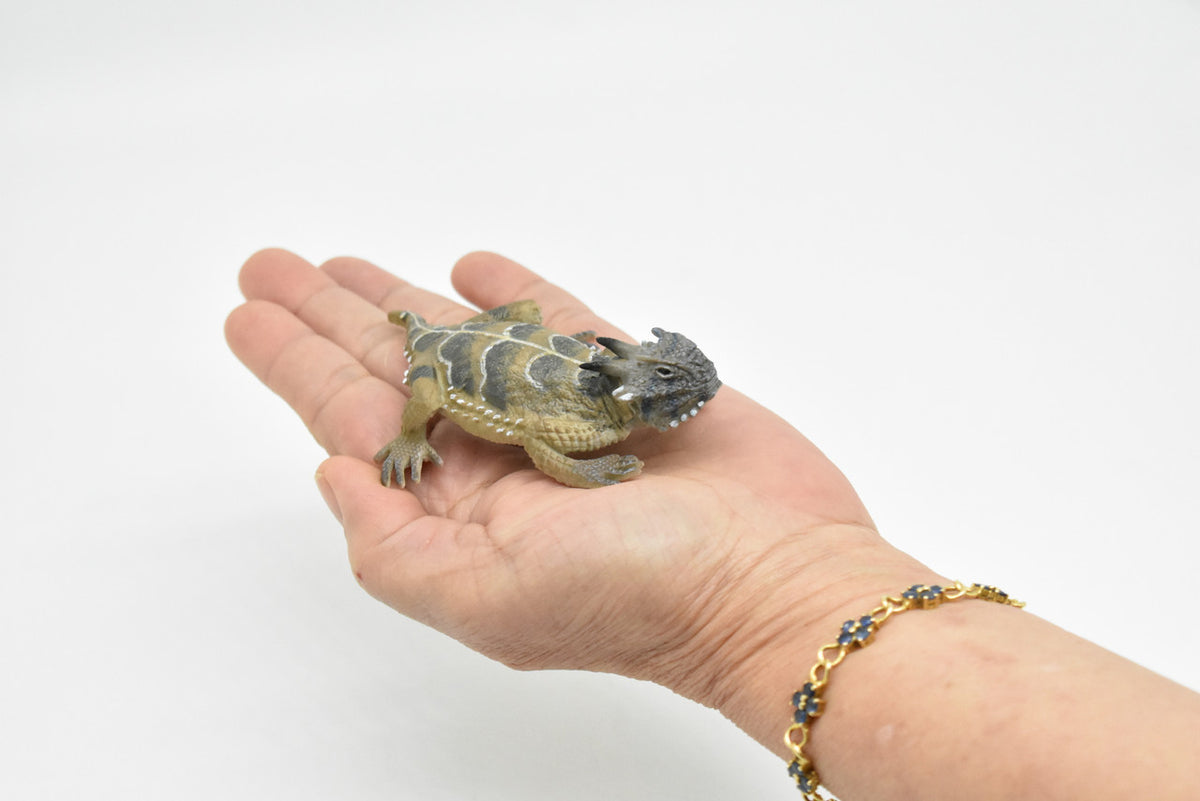 Horned Lizard, Horny Toad, Horntoad, Museum Quality, Realistic, Rubber Reptile, Design, Educational, Hand Painted, Figure, Lifelike, Gift,      4"   CWG244 B239